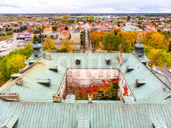 Widok na Rydzynę znad zamku jesienią.jpg - Fonti.pl